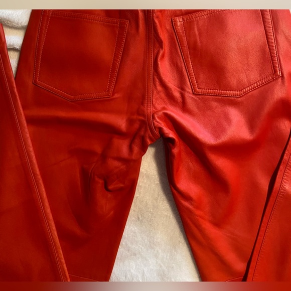 NWT Ralph Lauren Bright Orange Leather Pants - Picture 8 of 12